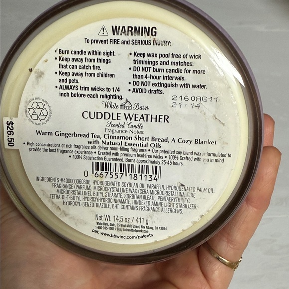 White Barn Cuddle Weather Candle - Lavender and Cream - Picture 2 of 2